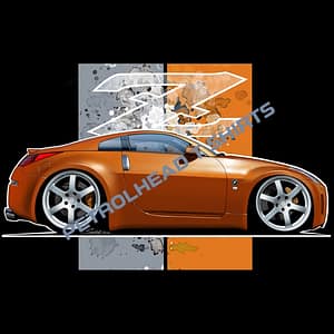 T Shirt with Cartooned Nissan 350Z.