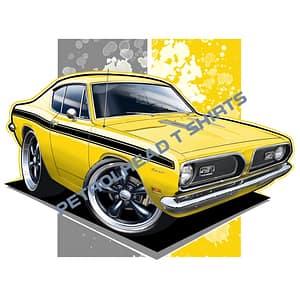 T Shirt Cartooned Valiant Barracuda 1969 Yellow